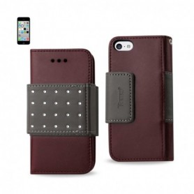 APPLE IPHONE 5C FOLIO WALLET CASES-DARK RED
