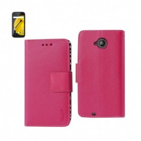 MOTOROLA MOTO E (2015) FOLIO WALLET CASES-NAVY PINK