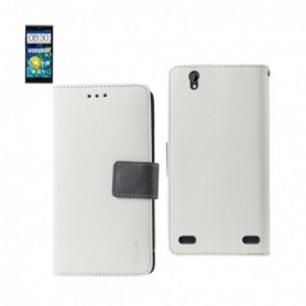 ZTE LEVER FOLIO WALLET CASES-WHITE