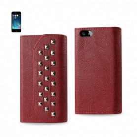 APPLE IPHONE 5/5S/SE FOLIO WALLET CASES-DARK RED