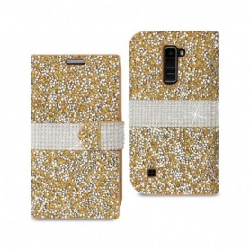 LG K10 FOLIO WALLET CASES-GOLD