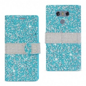 LG G6 DIAMOND RHINESTONE WALLET CASE IN BLUE