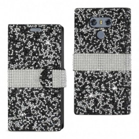 LG G6 DIAMOND RHINESTONE WALLET CASE IN BLACK