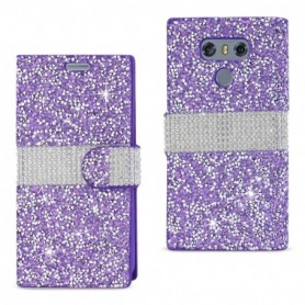 LG G6 DIAMOND RHINESTONE WALLET CASE IN PURPLE