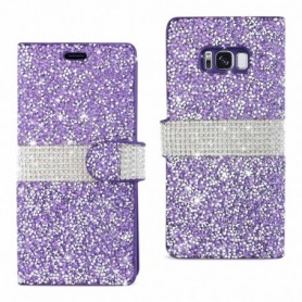 SAMSUNG GALAXY S8 EDGE/ S8 PLUS DIAMOND RHINESTONE WALLET CASE IN PURPLE