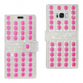 SAMSUNG GALAXY S8/ SM OCTAGON DIAMOND WALLET CASE IN HOT PINK