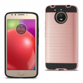 Motorola Moto E4 Plus Hybrid Metal Brushed Texture Case In Rose Gold