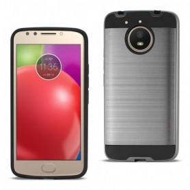 Motorola Moto E4 Plus Hybrid Metal Brushed Texture Case In Gray