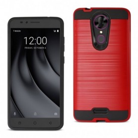Coolpad REVVL Plus Hybrid Metal Brushed Texture Case In Red