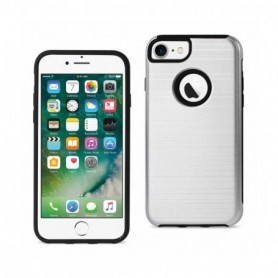 iPhone 7/8/SE2 Hybrid Dual Layer Metal Brushed Texture Case In Silver