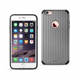 iPhone 6S Plus/ 6 Plus Rugged Metal Texture Hybrid Case With Ridged Back In Black Gray