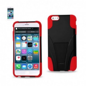 iPhone 6S/ 6 Plus Hybrid Heavy Duty Case With Kickstand In Red Black