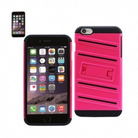 iPhone 6S Plus/ 6 Plus Hybrid Fishbone Case With Kickstand In Black Hot Pink