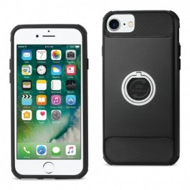 iPhone 7/8/SE2 Hybrid Case With 360 Degree Rotating Ring Stand Holder In Black