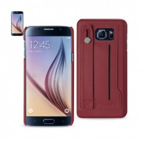Samsung Galaxy S6 Genuine Leather Hand Strap Case In Burgundy