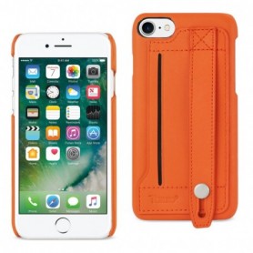 iPhone 7/8/SE2 Genuine Leather Hand Strap Case In Tangerine