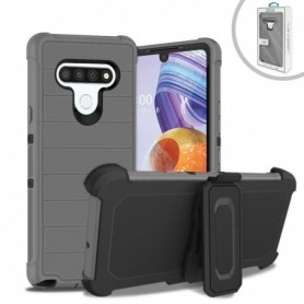 LG STYLO 6 3-In-1 Hybrid Heavy Duty Holster Combo Case In Gray