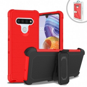 LG STYLO 6 3-In-1 Hybrid Heavy Duty Holster Combo Case In Red
