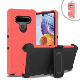 LG STYLO 6 3-In-1 Hybrid Heavy Duty Holster Combo Case In Pink