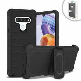 LG STYLO 6 3-In-1 Hybrid Heavy Duty Holster Combo Case In Black