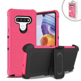 LG STYLO 6 3-In-1 Hybrid Heavy Duty Holster Combo Case In Hot Pink
