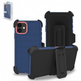 APPLE IPHONE 11 3-In-1 Hybrid Heavy Duty Holster Combo Case In Navy and Pink