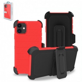 APPLE IPHONE 11 3-In-1 Hybrid Heavy Duty Holster Combo Case In Red