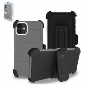 APPLE IPHONE 11 3-In-1 Hybrid Heavy Duty Holster Combo Case In Gray and White