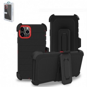 APPLE IPHONE 11 PRO 3-In-1 Hybrid Heavy Duty Holster Combo Case In Black and Red