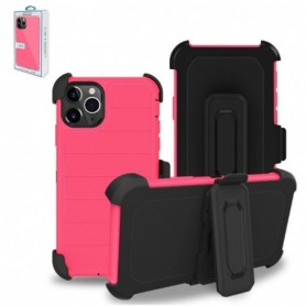 APPLE IPHONE 11 PRO MAX 3-In-1 Hybrid Heavy Duty Holster Combo Case In Hot Pink