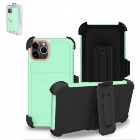 APPLE IPHONE 11 PRO MAX 3-In-1 Hybrid Heavy Duty Holster Combo Case In Green and Pink