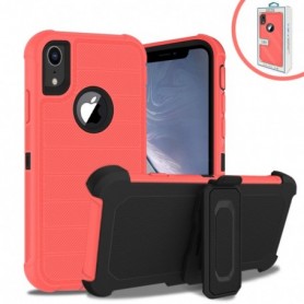 APPLE IPHONE XR 3-In-1 Hybrid Heavy Duty Holster Combo Case In Pink