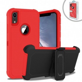 APPLE IPHONE XR 3-In-1 Hybrid Heavy Duty Holster Combo Case In Red