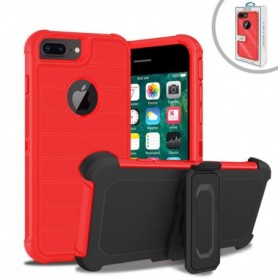 APPLE IPHONE 8 PLUS 3-In-1 Hybrid Heavy Duty Holster Combo Case In Red