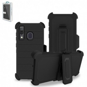 SAMSUNG GALAXY A30 3-In-1 Hybrid Heavy Duty Holster Combo Case In Black