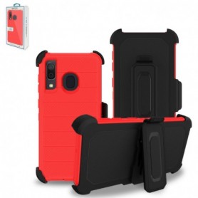 SAMSUNG GALAXY A30 3-In-1 Hybrid Heavy Duty Holster Combo Case In Red