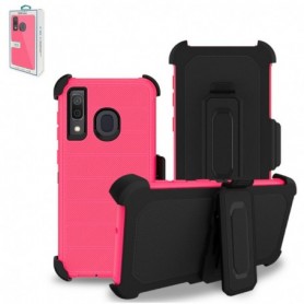 SAMSUNG GALAXY A30 3-In-1 Hybrid Heavy Duty Holster Combo Case In Hot Pink