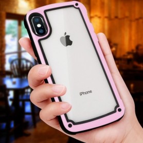 APPLE IPHONE XS MAX Heavy Duty Rugged Shockproof Full Body Case In Pink/Clear