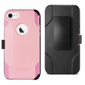 iPhone 7/8/SE2 3-In-1 Hybrid Heavy Duty Holster Combo Case In Light Pink