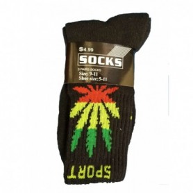 3 pr Men's Crew Socks Set Marijuana 9-11 (20/80/c)