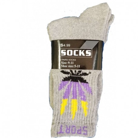 3 pr Men's Crew Socks Set Marijuana 10-13 (20/80/c)