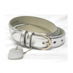 1" Ladies Leather Belt Silver