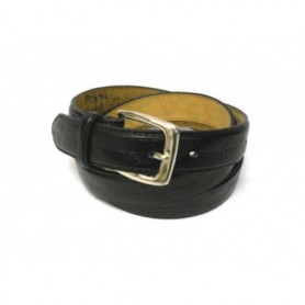 1" Men's Leather Belt Check Black
