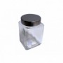 5.5" 25oz Metal Cover Square Glass Jar (48/c)