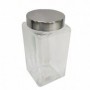 7" 33oz Metal Cover Square Glass Jar (36/c)
