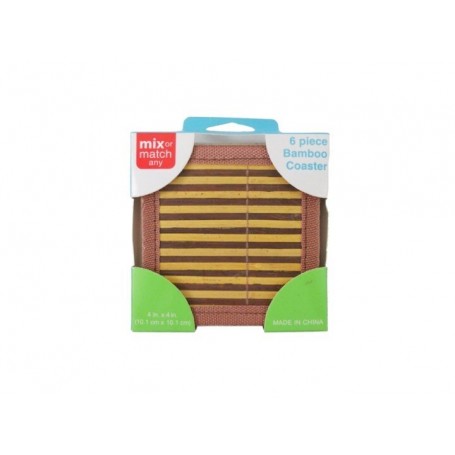 6 pc 4"x4" Bamboo Coaster Set (24/240/c)