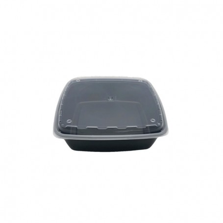 64oz Black Container w Clear Lid (100/c)