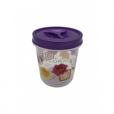 350ml Plastic Container w Lid Floral (48/288/c)