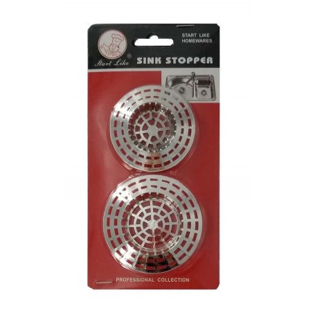 2 pc 2-3/8" & 2-3/4" Plastic Sink Strainer Set Silver (36/288/c)