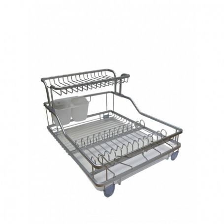 2 Tier Aluminum Dish Rack 18"x13.5"x10.5" (6/c)